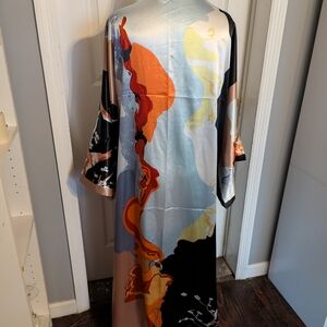 Elegant Multicolor Satin Women's Robe